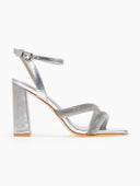 Πέδιλα με φαρδιές στρας φάσες - Ασημί - thefashionproject.gr - Stephan