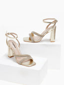 Πέδιλα με φαρδιές στρας φάσες - Χρυσό - thefashionproject.gr - Stephan