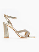 Πέδιλα με φαρδιές στρας φάσες - Χρυσό - thefashionproject.gr - Stephan