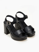 Πέδιλα με φιάπα δερμάτινα tfp - Μαύρο - thefashionproject.gr - TFP