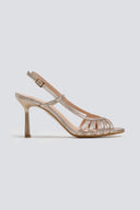 Πέδιλα με λεπτά λουράκια και print TFP - Χρυσό - thefashionproject.gr - TFP - 23774009003
