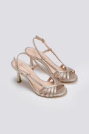 Πέδιλα με λεπτά λουράκια και print TFP - Χρυσό - thefashionproject.gr - TFP - 23774009003