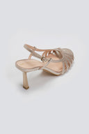 Πέδιλα με λεπτά λουράκια και print TFP - Χρυσό - thefashionproject.gr - TFP - 23774009003