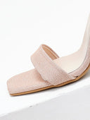 Πέδιλα με μπαρέτα και ιριδίζον ύφασμα TFP - Nude - thefashionproject.gr - TFP