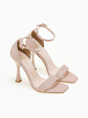 Πέδιλα με μπαρέτα και ιριδίζον ύφασμα TFP - Nude - thefashionproject.gr - TFP
