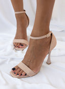 Πέδιλα με μπαρέτα και ιριδίζον ύφασμα TFP - Nude - thefashionproject.gr - TFP