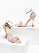 Πέδιλα με μπαρέτα και ιριδίζον ύφασμα TFP - Nude - thefashionproject.gr - TFP