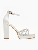 Πέδιλα με μπαρέτα και στρας tfp - Λευκό - thefashionproject.gr - TFP