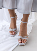 Πέδιλα με μπαρέτα και στρας TFP - Λευκό - thefashionproject.gr - TFP