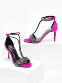 Πέδιλα με μπαρέτα και στρας tfp - Magenta - thefashionproject.gr - TFP