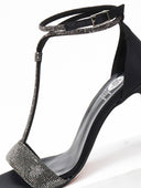 Πέδιλα με μπαρέτα και στρας tfp - Μαύρο - thefashionproject.gr - TFP