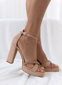 Πέδιλα με μπαρέτα και στρας TFP - Nude - thefashionproject.gr - TFP