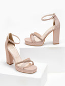 Πέδιλα με μπαρέτα και στρας TFP - Nude - thefashionproject.gr - TFP