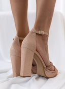 Πέδιλα με μπαρέτα και στρας TFP - Nude - thefashionproject.gr - TFP