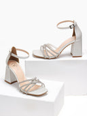 Πέδιλα με μπαρέτα και strass TFP - Λευκό - thefashionproject.gr - TFP