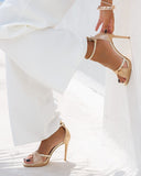 Πέδιλα με μπαρέτα tfp - Χρυσό - thefashionproject.gr - Estil