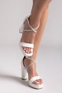 Πέδιλα με pattern και στρας TFP - Λευκό Πέρλα - thefashionproject.gr - TFP