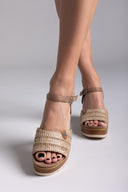 Πέδιλα με ψάθινη φάσα Refresh 172704 - Τάουπε - thefashionproject.gr - Refresh