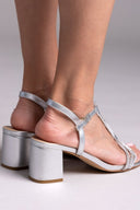 Πέδιλα με στρας και μπαρέτα - Ασημί - thefashionproject.gr - La Coquette