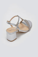 Πέδιλα με στρας και μπαρέτα - Ασημί - thefashionproject.gr - La Coquette