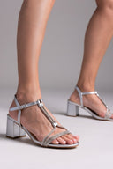 Πέδιλα με στρας και μπαρέτα - Ασημί - thefashionproject.gr - La Coquette