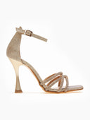 Πέδιλα με στρας και μπαρέτα tfp - Χρυσό - thefashionproject.gr - TFP