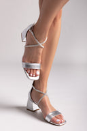 Πέδιλα με στρας λουράκια TFP - Ασημί - thefashionproject.gr - TFP - 23410010003