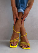 Πέδιλα με στρας σατέν tfp - Κίτρινο - thefashionproject.gr - TFP