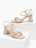 Πέδιλα με στρας σατέν tfp - Nude - thefashionproject.gr - TFP