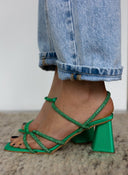 Πέδιλα με στρας σατέν tfp - Πράσινο - thefashionproject.gr - TFP