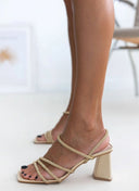 Πέδιλα με στρας σατέν tfp - Χρυσό - thefashionproject.gr - TFP