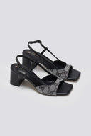Πέδιλα με ύφασμα και print TFP - Μαύρο - thefashionproject.gr - TFP