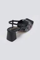 Πέδιλα με ύφασμα και print TFP - Μαύρο - thefashionproject.gr - TFP