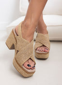 Πέδιλα platforms από ψάθα Refresh 171790