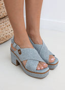 Πέδιλα platforms από ψάθα Refresh 171790 - Γαλάζιο - thefashionproject.gr - Refresh