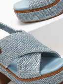 Πέδιλα platforms από ψάθα Refresh 171790 - Γαλάζιο - thefashionproject.gr - Refresh