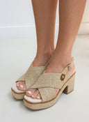 Πέδιλα platforms από ψάθα Refresh 171790 - Μπεζ - thefashionproject.gr - Refresh