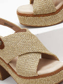 Πέδιλα platforms από ψάθα Refresh 171790 - Μπεζ - thefashionproject.gr - Refresh