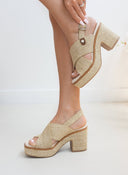 Πέδιλα platforms από ψάθα Refresh 171790 - Μπεζ - thefashionproject.gr - Refresh