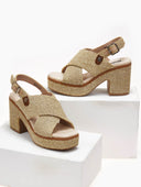 Πέδιλα platforms από ψάθα Refresh 171790 - Μπεζ - thefashionproject.gr - Refresh