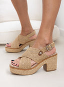 Πέδιλα platforms από ψάθα Refresh 171790 - Τάουπε - thefashionproject.gr - Refresh