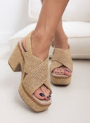 Πέδιλα platforms από ψάθα Refresh 171790 - Τάουπε - thefashionproject.gr - Refresh