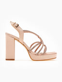 Πέδιλα σατέν με crossover στρας λουράκια TFP - Nude - thefashionproject.gr - TFP