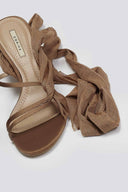 Πέδιλα σατέν με κορδέλα CORINA - Κάμελ - thefashionproject.gr - CORINA
