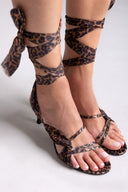 Πέδιλα σατέν με κορδέλα και print CORINA - Leopard - thefashionproject.gr - CORINA