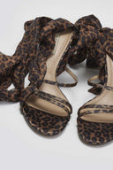Πέδιλα σατέν με κορδέλα και print CORINA - Leopard - thefashionproject.gr - CORINA