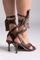 Πέδιλα σατέν με κορδέλα και print CORINA - Leopard - thefashionproject.gr - CORINA