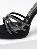 Πέδιλα σατέν με μπαρέτα και στρας TFP - Μαύρο - thefashionproject.gr - TFP