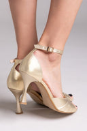 Πέδιλα σατέν με μπαρέτα TFP - Χρυσό - thefashionproject.gr - TFP