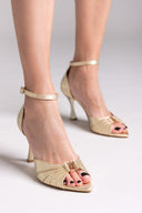 Πέδιλα σατέν με μπαρέτα TFP - Χρυσό - thefashionproject.gr - TFP